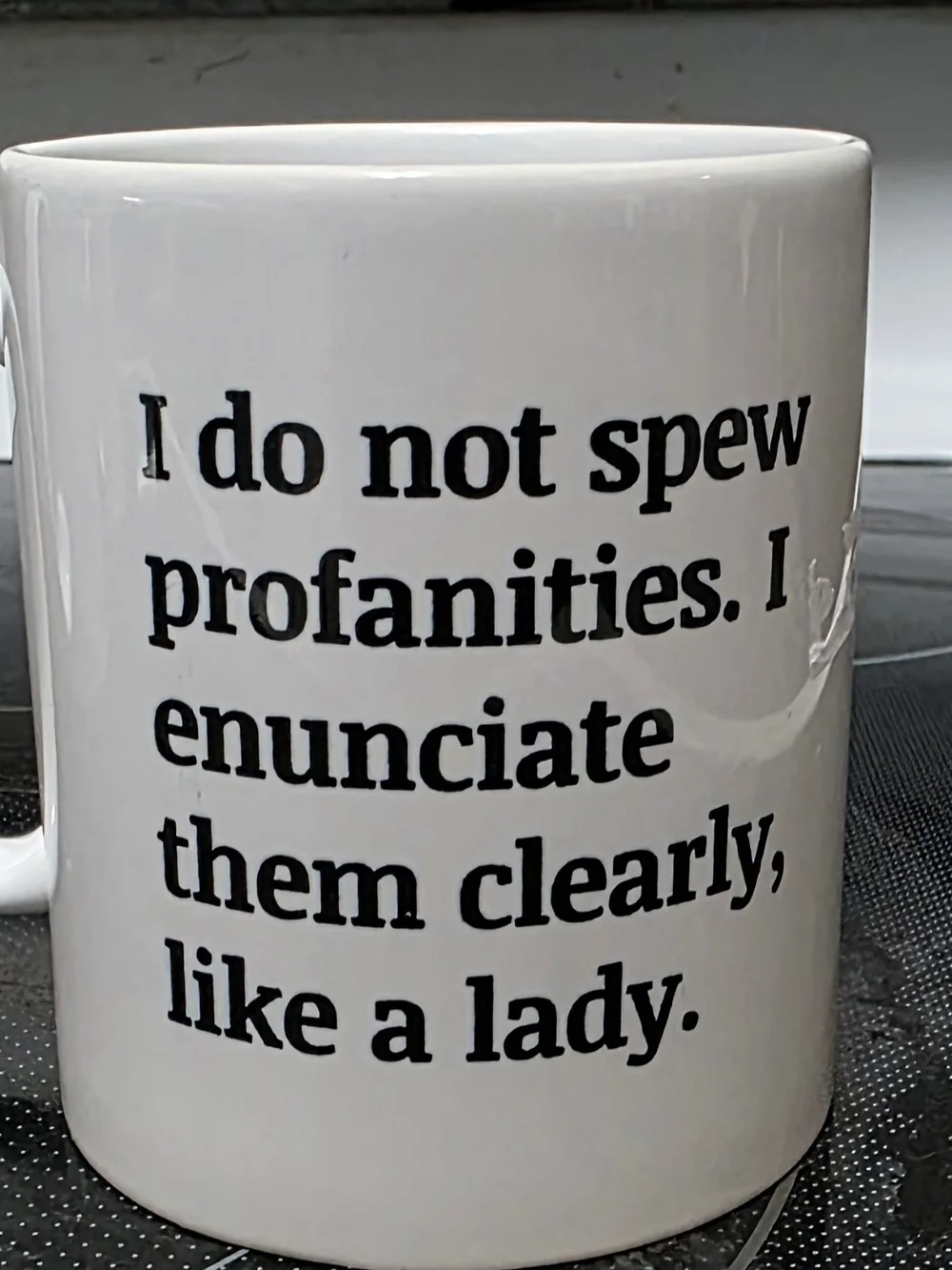 White Ceramic Mug with Humorous Quote